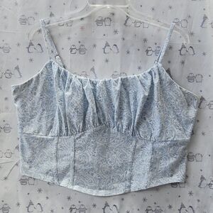 Hollister Light Blue Paisley Cropped Cami